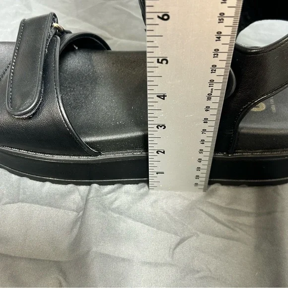 90s Y2K Inspired Chunky Platform Strappy Sandals Black Gold Accent Women's 9 - Picture 9 of 9